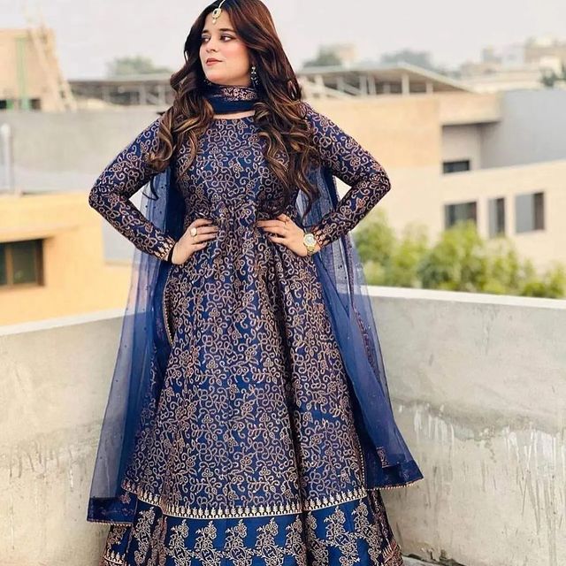 60% Off Reet-Riwaaj Special stitched Silk 3 piece Banarsi print maxi