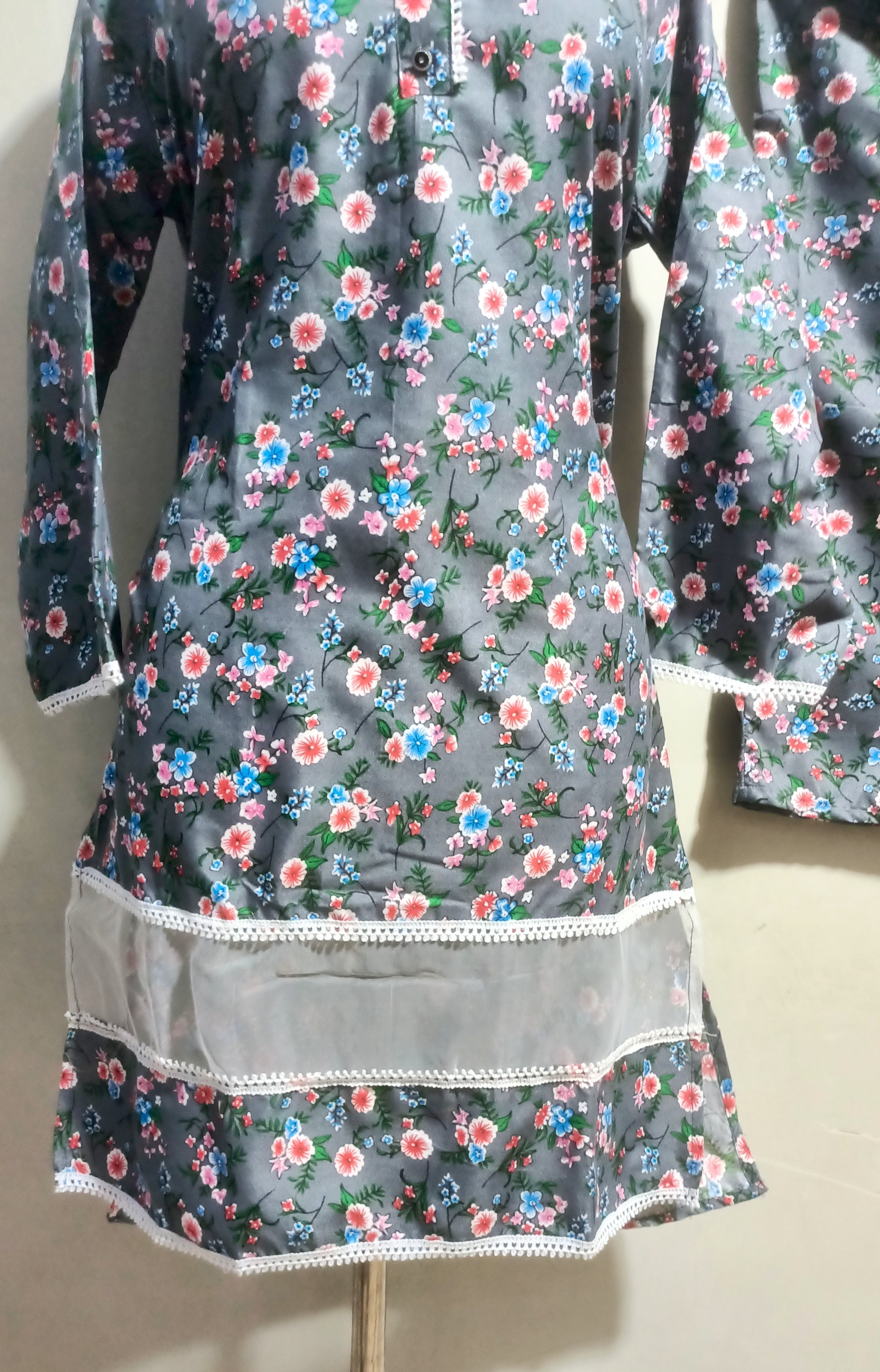 Floral XL–poly cotton digital print cutwork tishu pach Co-Ords 2Pc Set