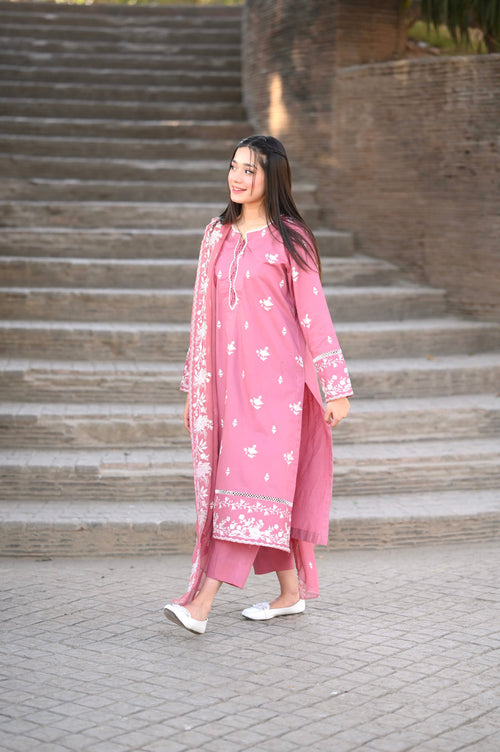 Blush 3pc embroidered