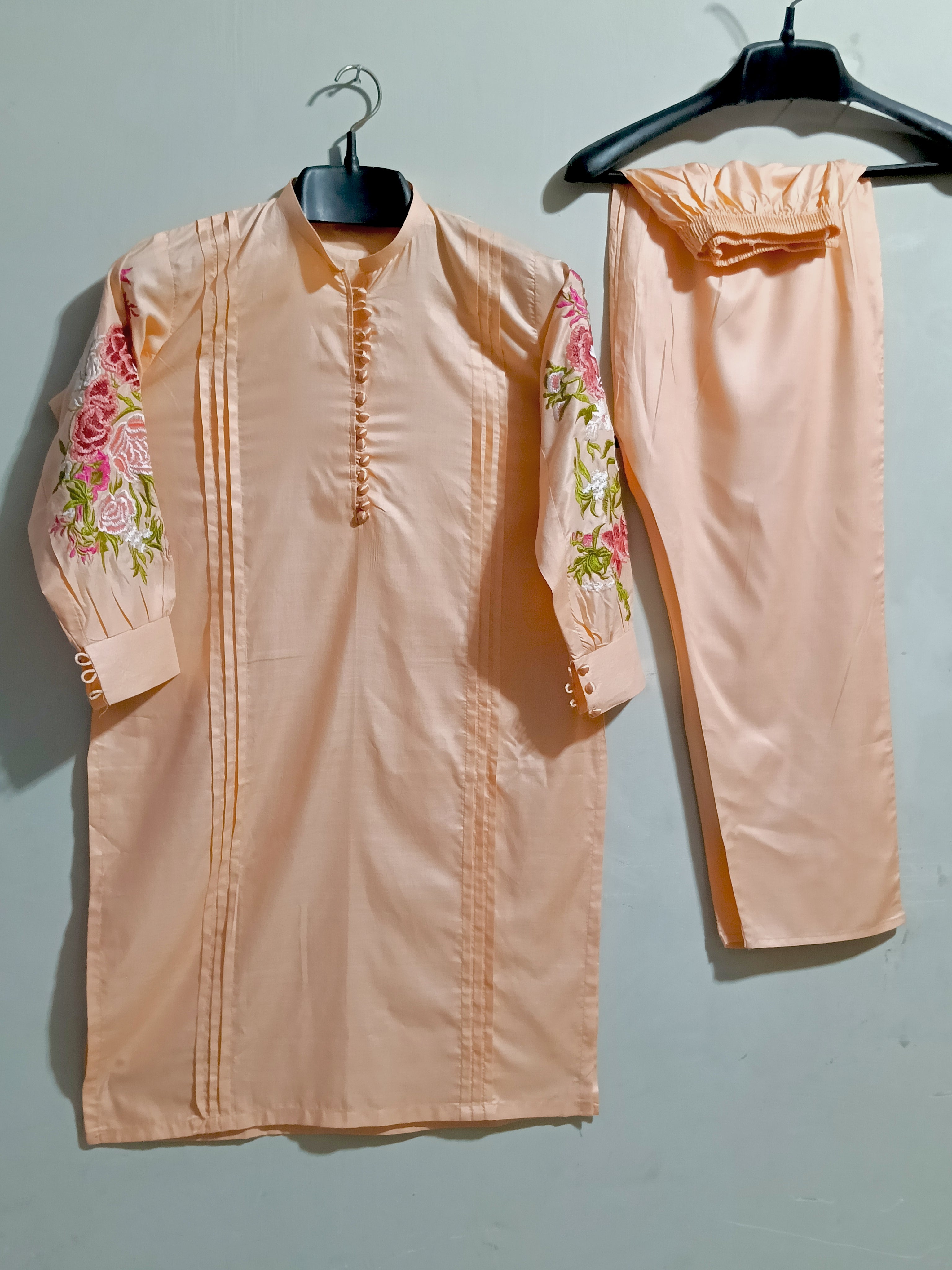 Jasmin lilen embroidery sleeves 2 pieces stitched dress