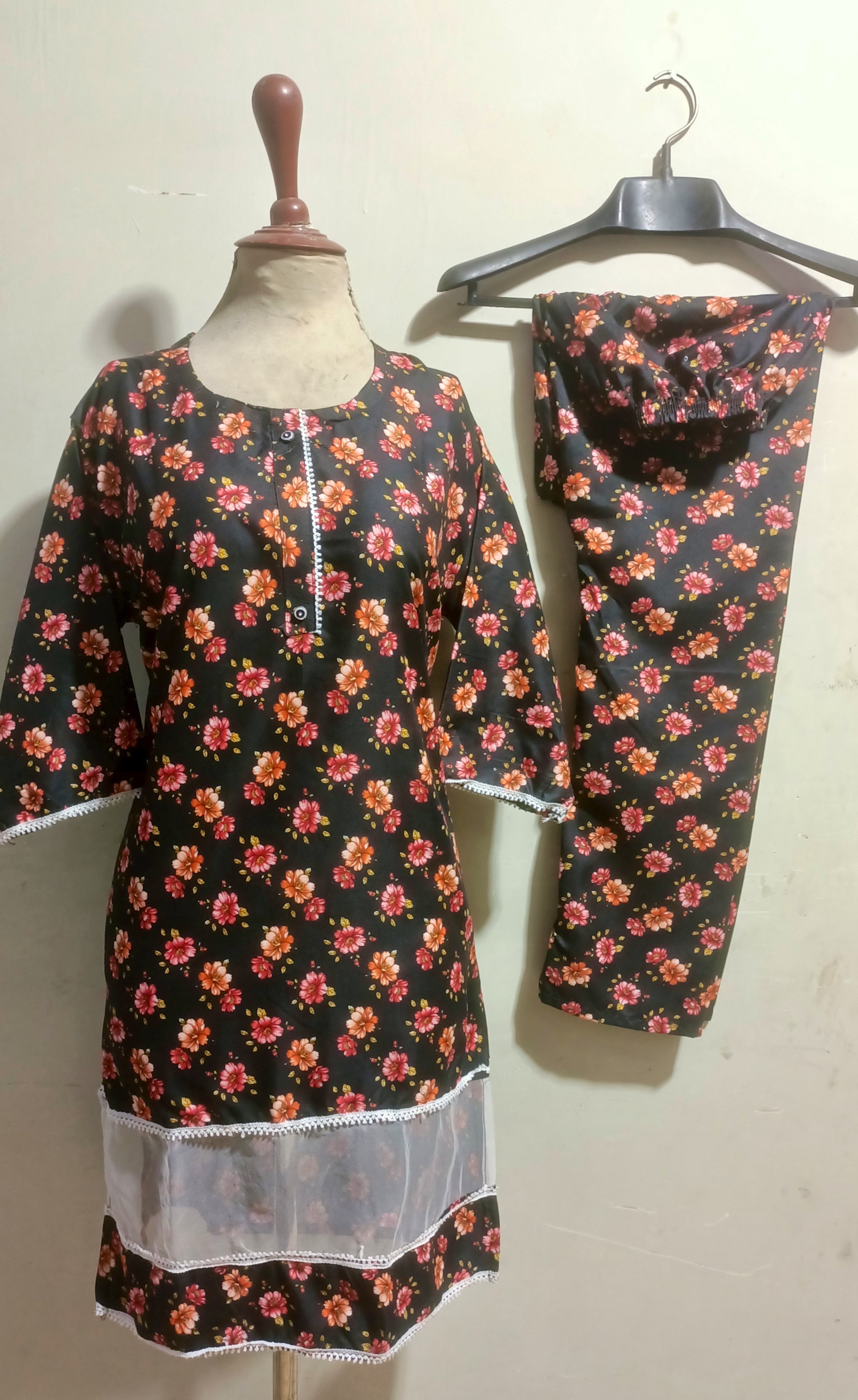 Floral XL–poly cotton digital print tishu pach Co-Ords 2Pc Set