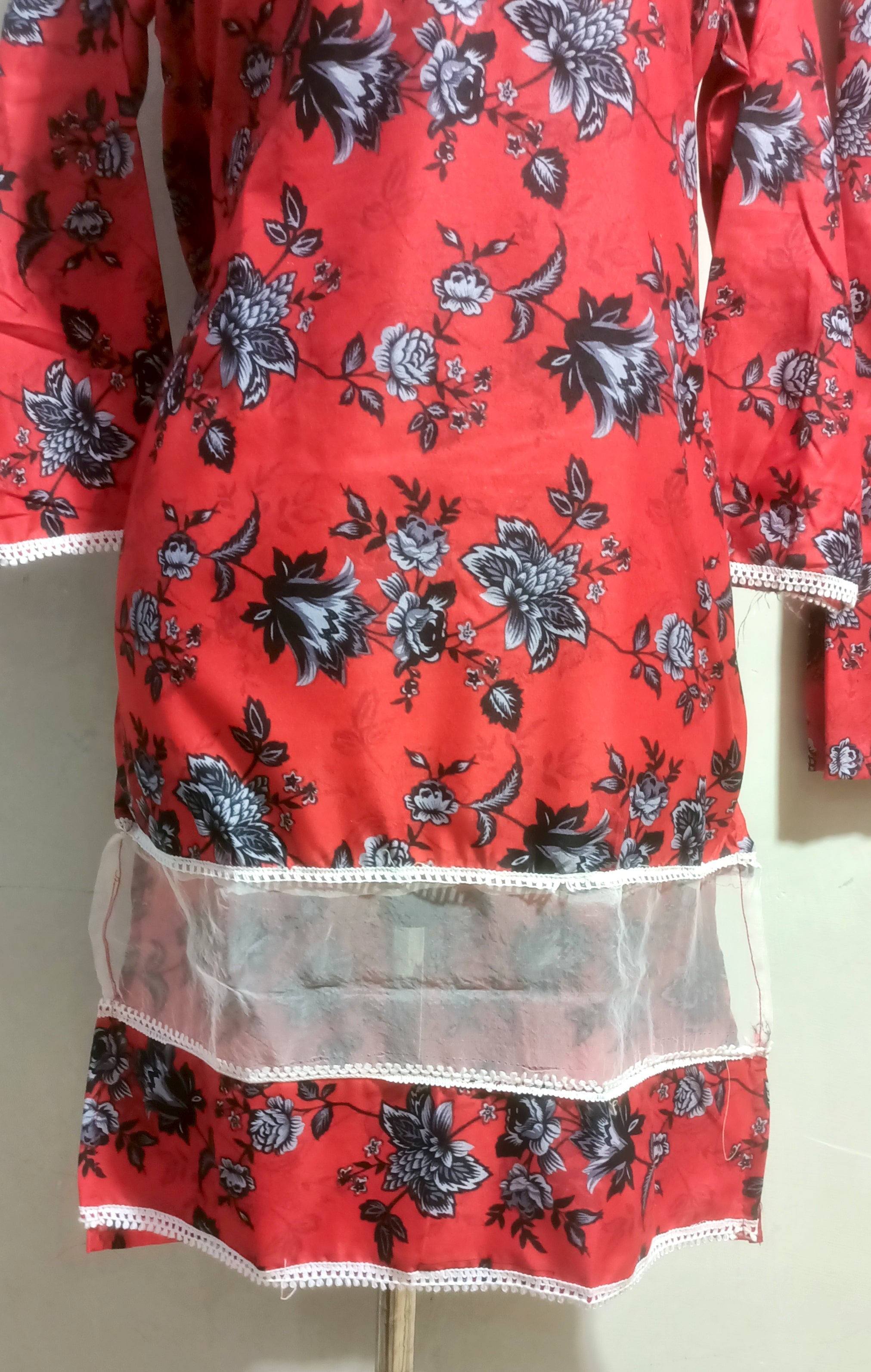 Floral XL–poly cotton digital print cutwork tishu pach Co-Ords 2Pc Set