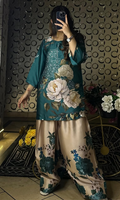 Reet-Riwaaj new arrival Teal Blossom 2pcs silky Lawn