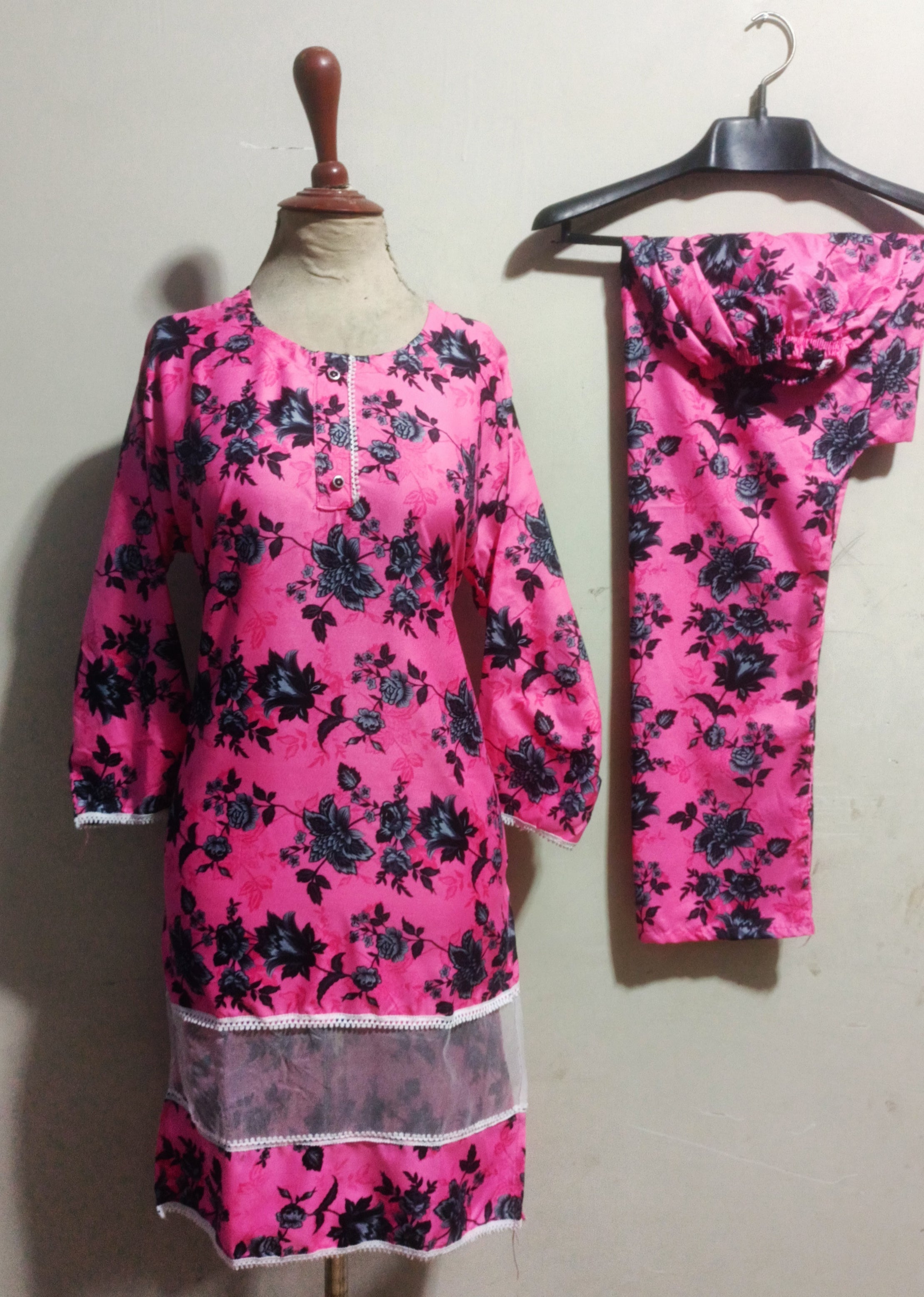 Floral XL–poly cotton digital print tishu pach Co-Ords 2Pc Set