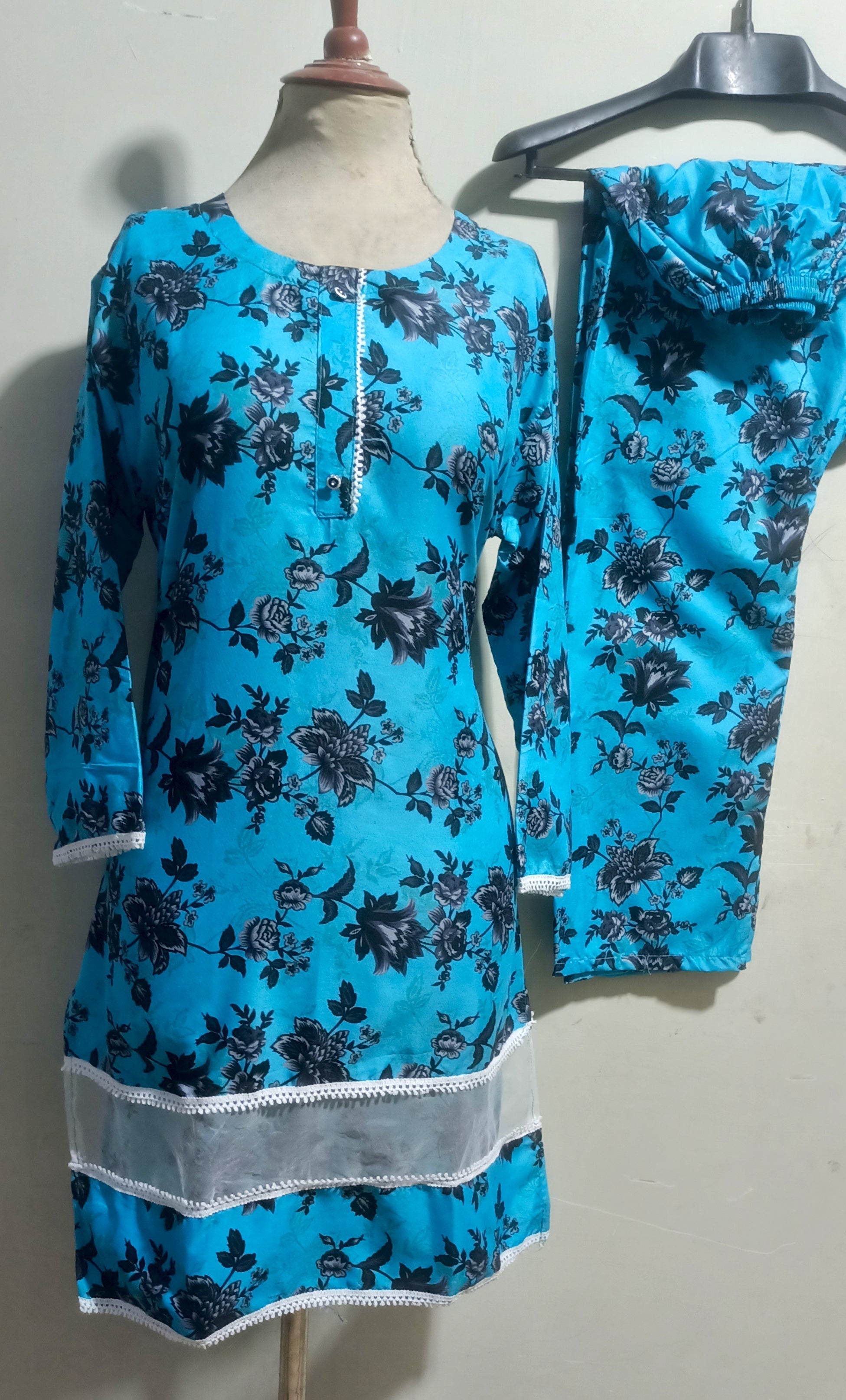 Floral XL–poly cotton digital print tishu pach Co-Ords 2Pc Set