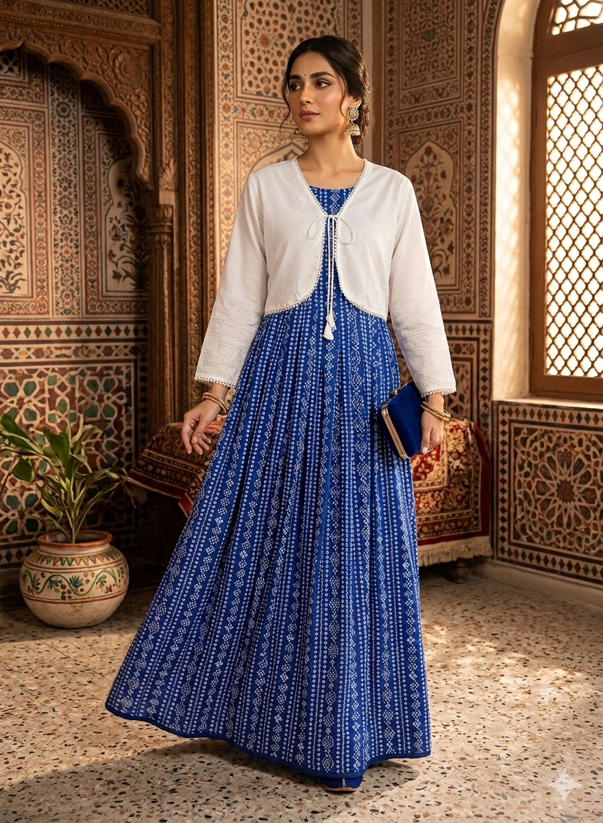 40%Off Elegant Orinted Summer Linen Maxi with Jacket affordable price