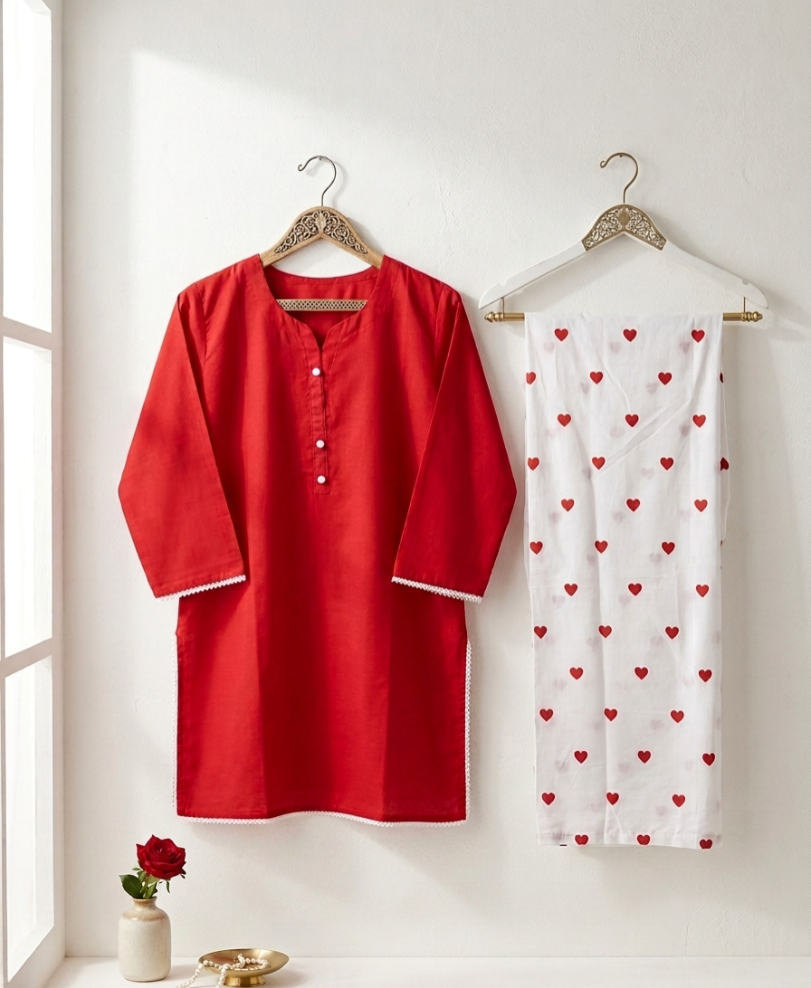 50% Off Reet-Riwaaj special Lawn cotton heart print 2p