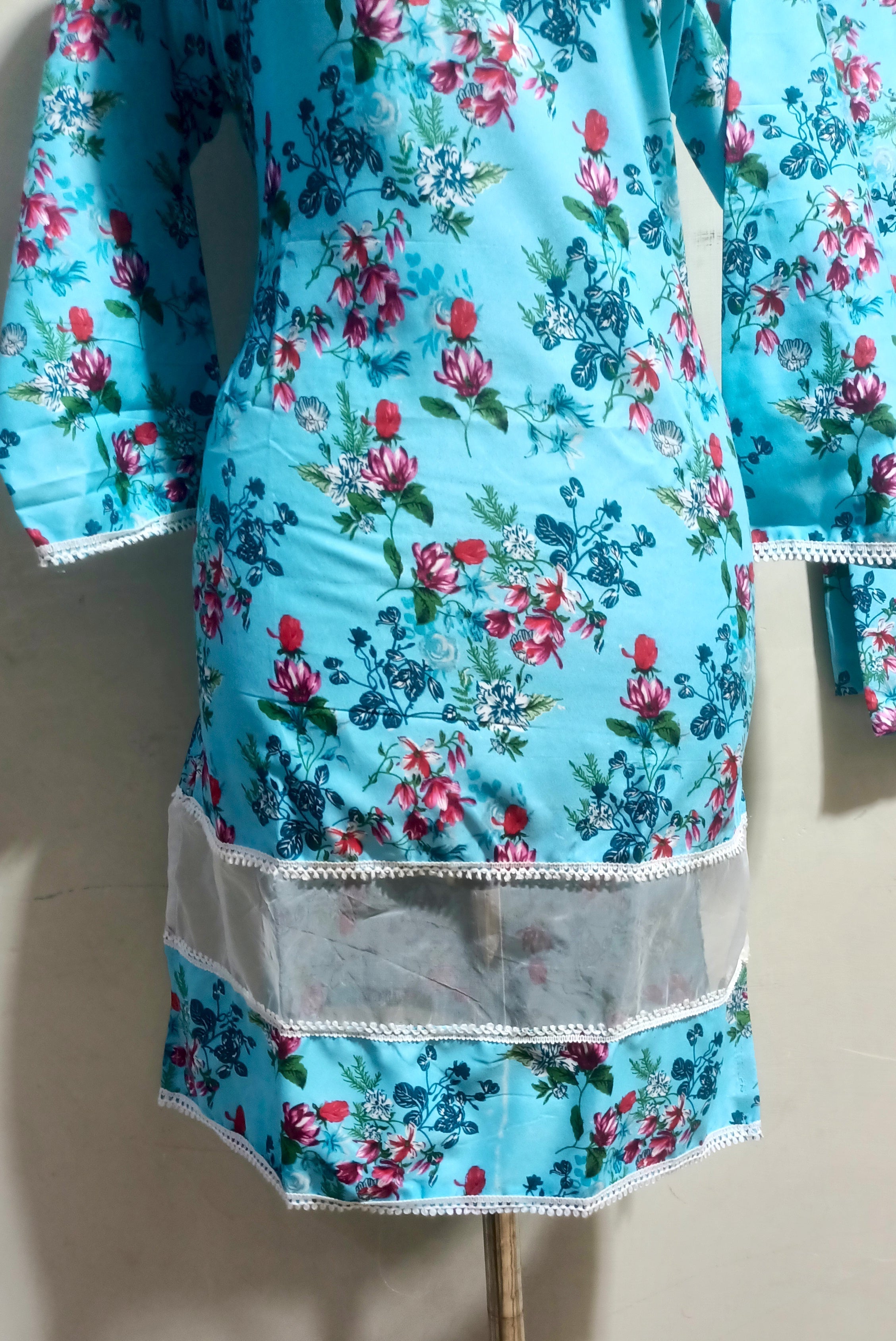 Floral XL–poly cotton digital print cutwork tishu pach Co-Ords 2Pc Set