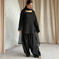 Reet-Riwaaj trndy Black Farshi Dress,3pcs (New Arrival)