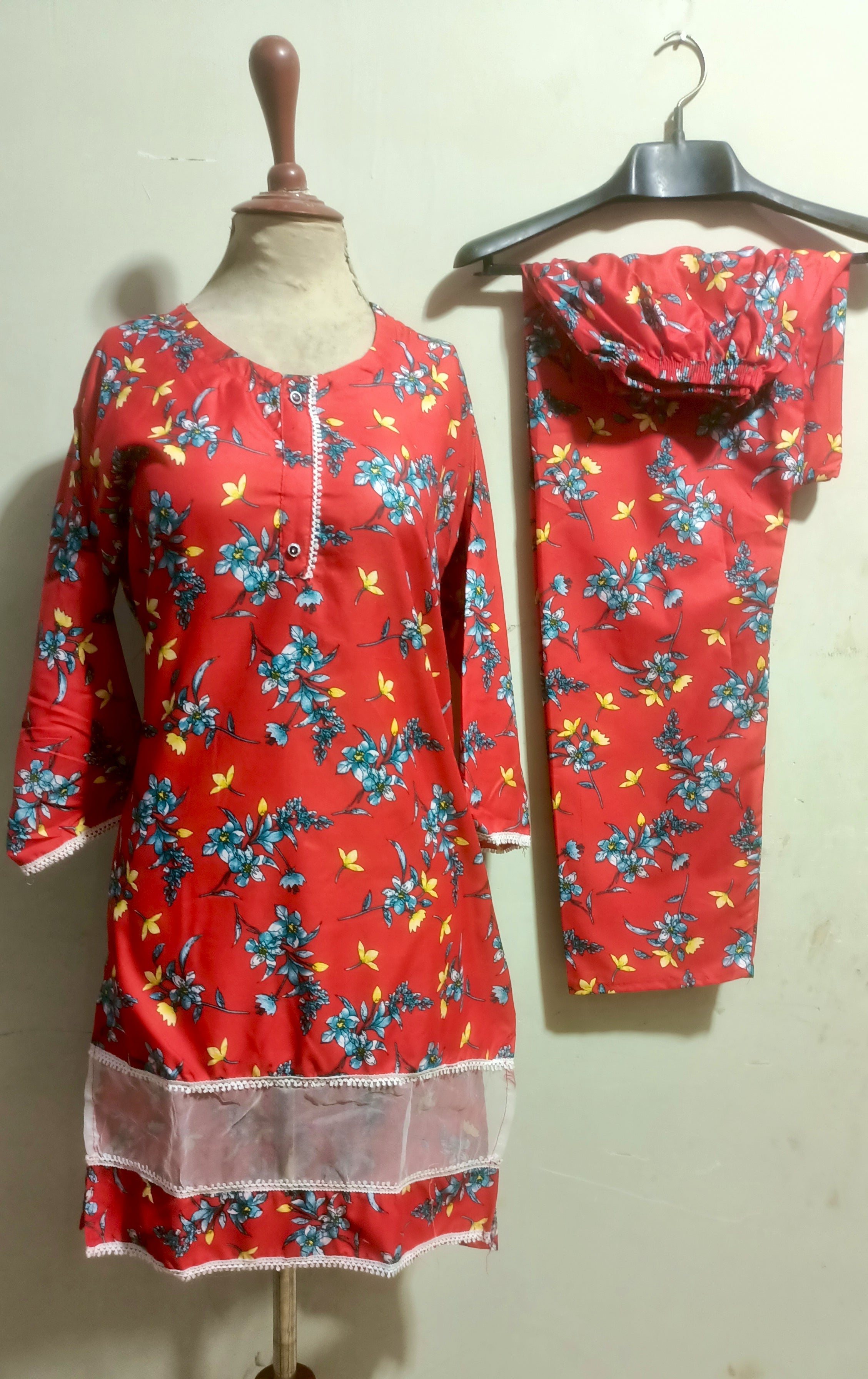Floral XL–poly cotton digital print tishu pach Co-Ords 2Pc Set